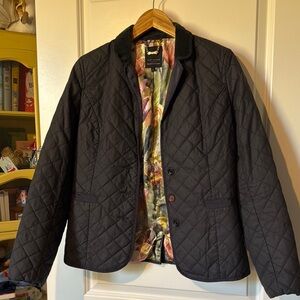 Ted Baker Black Quilted  Jacket 10 M EUC